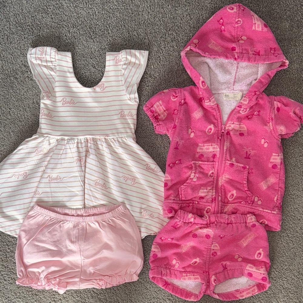 Barbie Monica+Andy 18-24month Pink and White Baby Clothing Set